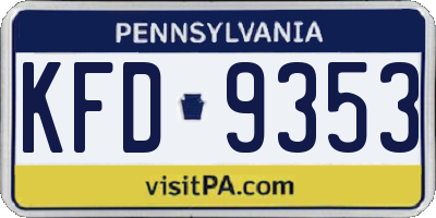 PA license plate KFD9353