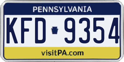 PA license plate KFD9354