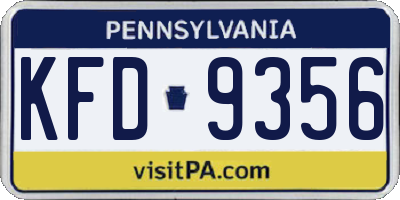 PA license plate KFD9356
