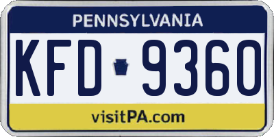 PA license plate KFD9360