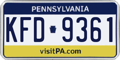 PA license plate KFD9361