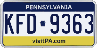 PA license plate KFD9363