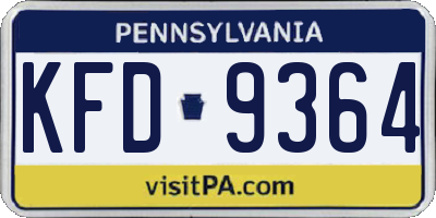 PA license plate KFD9364