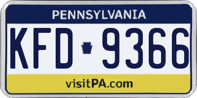 PA license plate KFD9366