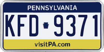 PA license plate KFD9371