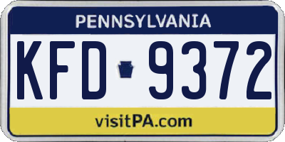PA license plate KFD9372