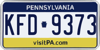 PA license plate KFD9373