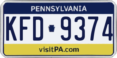 PA license plate KFD9374
