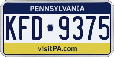 PA license plate KFD9375