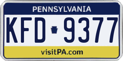PA license plate KFD9377