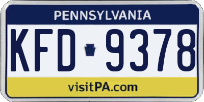 PA license plate KFD9378