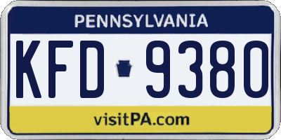 PA license plate KFD9380