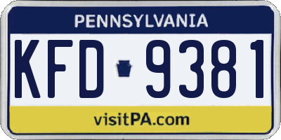 PA license plate KFD9381