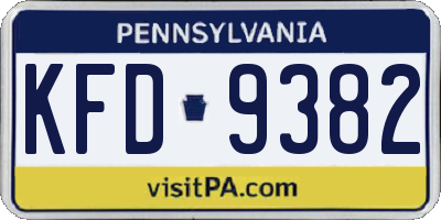 PA license plate KFD9382