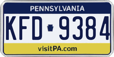 PA license plate KFD9384