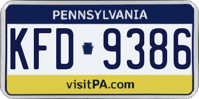 PA license plate KFD9386