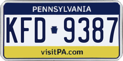 PA license plate KFD9387