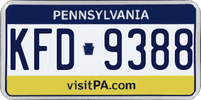 PA license plate KFD9388
