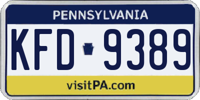 PA license plate KFD9389