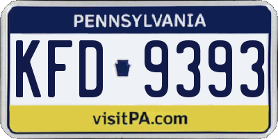 PA license plate KFD9393