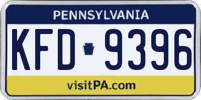 PA license plate KFD9396