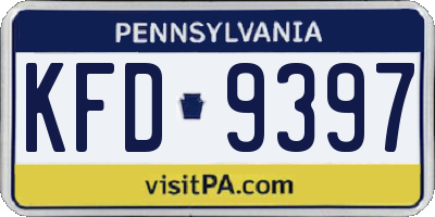 PA license plate KFD9397
