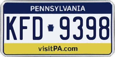 PA license plate KFD9398