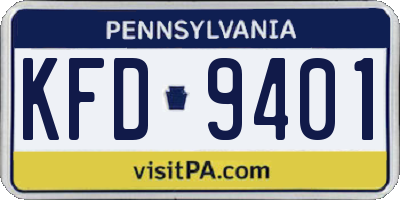 PA license plate KFD9401