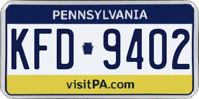 PA license plate KFD9402