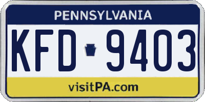 PA license plate KFD9403