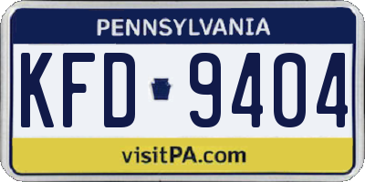 PA license plate KFD9404