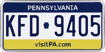 PA license plate KFD9405