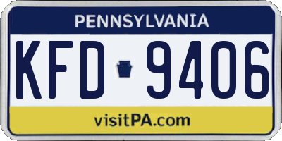 PA license plate KFD9406
