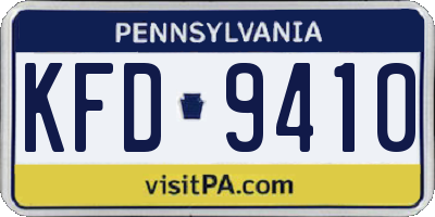 PA license plate KFD9410