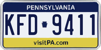 PA license plate KFD9411