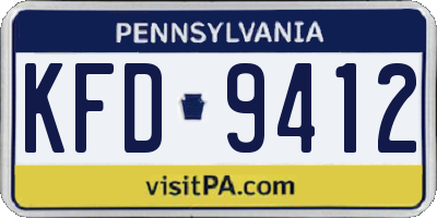 PA license plate KFD9412