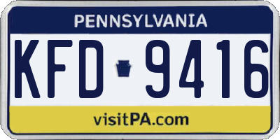 PA license plate KFD9416