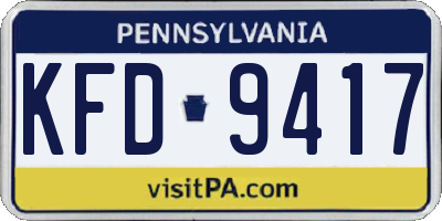 PA license plate KFD9417