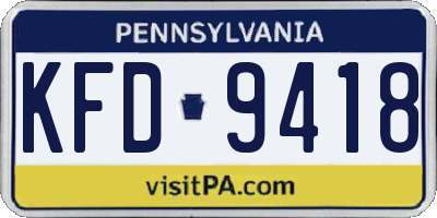 PA license plate KFD9418