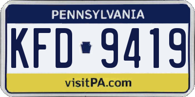 PA license plate KFD9419