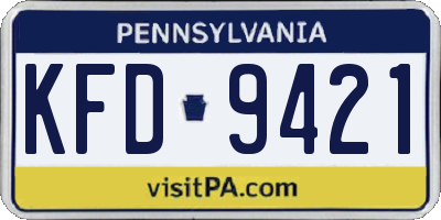 PA license plate KFD9421