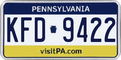 PA license plate KFD9422