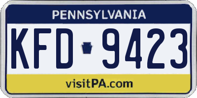 PA license plate KFD9423