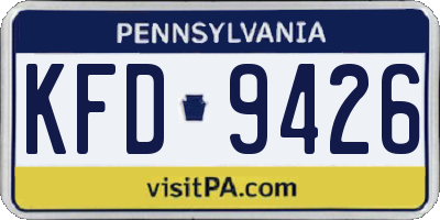 PA license plate KFD9426