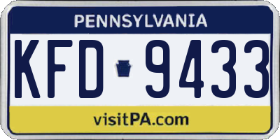 PA license plate KFD9433