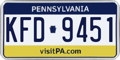 PA license plate KFD9451