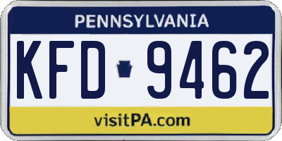 PA license plate KFD9462