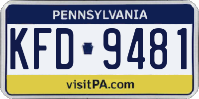 PA license plate KFD9481