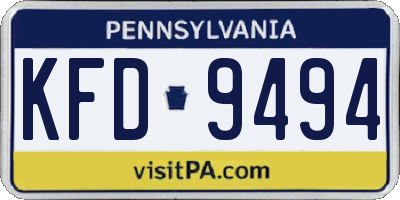 PA license plate KFD9494