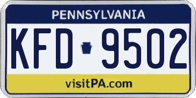 PA license plate KFD9502